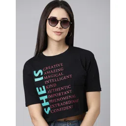 Kryptic Typography Printed Round Neck Cotton Crop Oversized T-shirt-picture-14