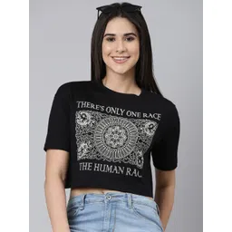 Kryptic Typography Printed Round Neck Cotton Crop Oversized T-shirt-picture-15