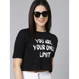 Kryptic Typography Printed Round Neck Cotton Crop Oversized T-shirt-picture-18
