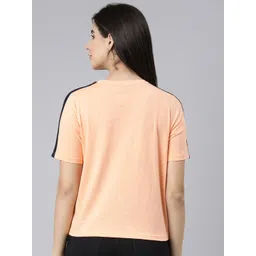 Kryptic Typography Printed Round Neck Cotton Crop Relaxed Fit T-shirt image 4