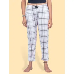 Kryptic White & Black Cotton Regular Fit Checks Lounge Pants-picture-23