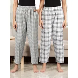 Kryptic White & Blue Cotton Relaxed Fit Printed Lounge Pants - Pack of 2-picture-45