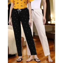 Kryptic White & Charcoal Cotton Relaxed Fit Printed Lounge Pant - Pack of 2-picture-44