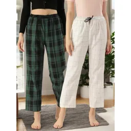 Kryptic White & Green Cotton Relaxed Fit Printed Lounge Pants - Pack of 2-picture-23