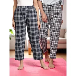 Kryptic White & Navy Blue Blue Cotton Relaxed Fit Printed Lounge Pant - Pack of 2-picture-40