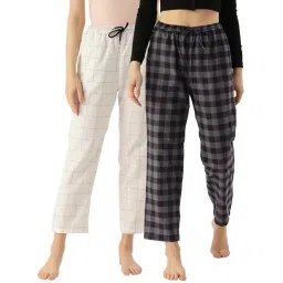 Kryptic White & Navy Cotton Checks Lounge Pants (Pack Of 2)-picture-14