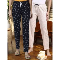 Kryptic White & Navy Cotton Relaxed Fit Printed Lounge Pant - Pack of 2-picture-26