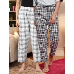 Kryptic White & off White Cotton Relaxed Fit Printed Lounge Pant - Pack of 2-picture-33