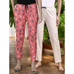 Kryptic White & Orange Cotton Relaxed Fit Printed Lounge Pant - Pack of 2-picture-19