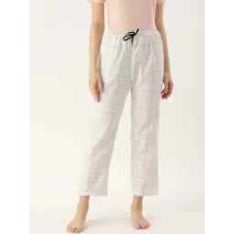 Kryptic White Cotton Chequered Lounge Pants-picture-40