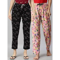 Kryptic Women Black & Pink Pack of 2 Cotton Lounge Pants-picture-36