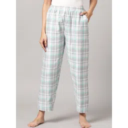 Kryptic Women Checked Pure Cotton Breathable Lounge Pants-picture-20
