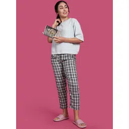 Kryptic Women Checked Pure Cotton Relaxed-Fit Lounge Pants-picture-22