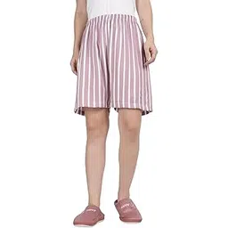 kryptic Women Cotton Striped Purple mid-Rise Relaxed fit Lounge Shorts with Side Pocket-picture-13