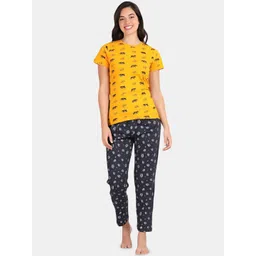 Kryptic Women Graphic Printed Round Neck Pure Cotton Top & Pyjamas-picture-37