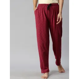 Kryptic Women Maroon Printed Pure Cotton Relaxed Fit Lounge Pants-picture-31