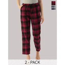 Kryptic Women Pack of 2 Checked Pure Cotton Lounge Pants-picture-26