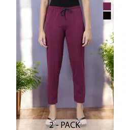 Kryptic Women Pack Of 2 Mid-Rise Pure Cotton Lounge Pants-picture-20