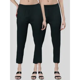 Kryptic Women Pack Of 2 Mid-Rise Smart Slim Fit Cigarette Trousers-picture-42