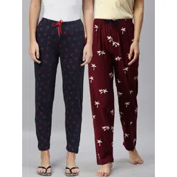 Kryptic Women Pack of 2 Printed Pure Cotton Relaxed Fit Lounge Pants-picture-39