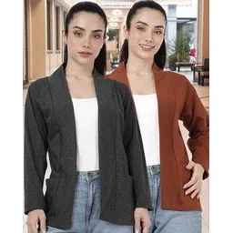 kryptic Women Pack of 2 Regular Fit Front-Open Shrugs-picture-46