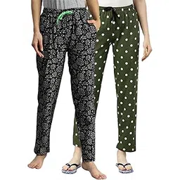 kryptic Women Printed pure cotton elasticated waist band regular fit pyjama-picture-23