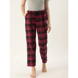 Kryptic Women Relaxed Fit Checked Pure Cotton Lounge Pants-picture-25