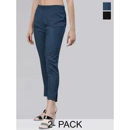 Kryptic Women Slim Fit Pack Of 2 Cropped Trousers-picture-21