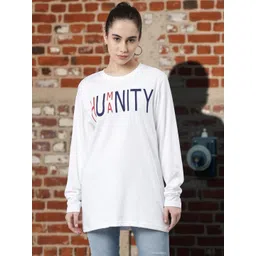 Kryptic Women Typography Printed Round Neck Pure Cotton Oversized T-shirt-picture-33