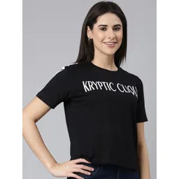 Kryptic Women Typography Printed Round Neck Pure Cotton T-shirt-picture-23