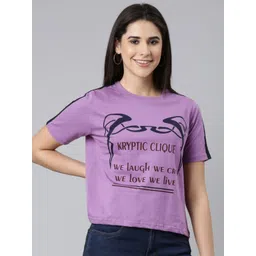 Kryptic Women Typography Printed Round Neck Pure Cotton T-shirt-picture-24