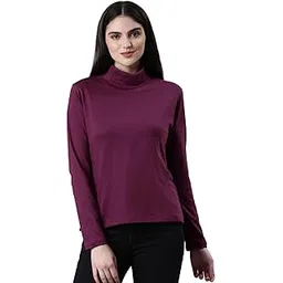 kryptic Women’s 100% Cotton Solid High Neck T-Shirt | Long Sleeve Casual Wear | Soft Breathable Fabric | Comfortable Regular Fit Top for Daily, Office & Outdoor Wear-picture-17
