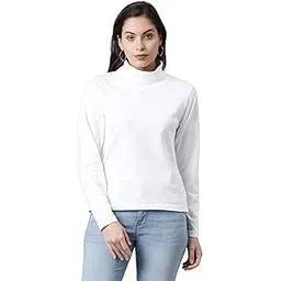 kryptic Women’s 100% Cotton Solid High Neck T-Shirt | Long Sleeve Casual Wear | Soft Breathable Fabric | Comfortable Regular Fit Top for Daily, Office & Outdoor Wear-picture-18