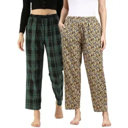 Kryptic Yellow & Green Cotton Relaxed Fit Printed Lounge Pants - Pack of 2-picture-10