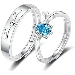 krystalz Delicate Austrian Crystal Adjustable Couple Rings for men & womens 2 piece Set-picture-43