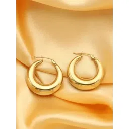 KRYSTALZ Gold-Plated Stainless Steel Circular Hoop Earrings-picture-12