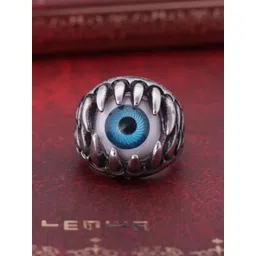 KRYSTALZ Men Silver-Plated Stones Studded Evil Eye Finger Ring-picture-46