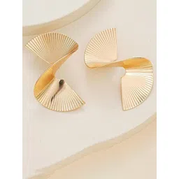 KRYSTALZ Stainless Steel Gold-Plated Contemporary Shaped Drop Earrings-picture-26