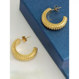 KRYSTALZ Stainless Steel Gold-Plated Contemporary Shaped Hoop Earrings-picture-27