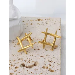 KRYSTALZ Stainless Steel Gold-Plated Pearls Studded Square Shaped Studs-picture-20