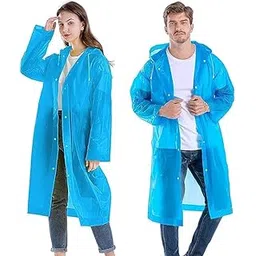 krystle EVA Waterproof Rain Coat Hooded Outdoor Water Resistant Suit Portable Men and Women (Pack of 1) (Universal, Blue)-picture-54