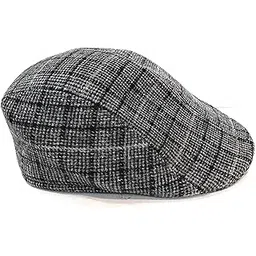 Krystle Men's & Boy's Winter Woolen Suede Checkered Golf Cap (Grey & Black, Free Size)-picture-18