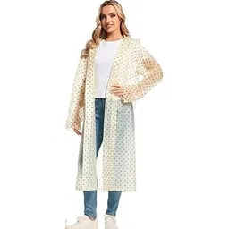 krystle Women EVA Transparent Rain Coat Hooded Outdoor Water Resistant Portable Raincoat Suit (Dot Print) (1Pc) (Universal, Yellow) (Multisize)-picture-42