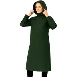 krystle Women Overcoat – Waterproof Long Coat with Drawstring Hood (Green,Medium)-picture-20