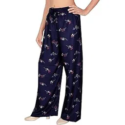krystle Women's Loose Fit Cotton Palazzo (Kry-Blu-Printed-Plazzo-W_Blue_Free Size)-picture-26