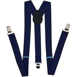 Men's Adjustable Elastic Y Back Style Suspenders With Strong Metal Clips (Blue, Free Size)-image-0