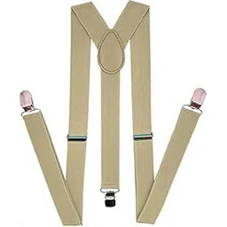 Men's Adjustable Elastic Y Back Style Suspenders With Strong Metal Clips (Khaki, Free Size)-image-2