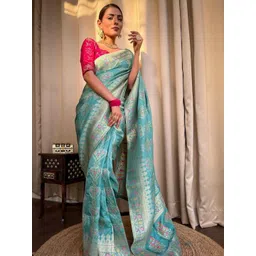 KSALIYA Women Ethnic Motifs Art Silk Saree with Blouse Piece-image-30