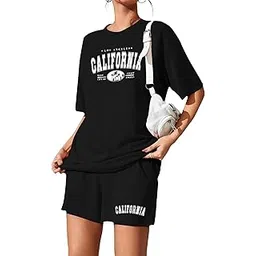 kshs Women's Cotton Printed Night Suit Set of Top & Shorts (S, Black)-picture-35