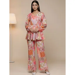 KSUT Women Ethnic Motifs Printed Tiered Top with Trousers-picture-17